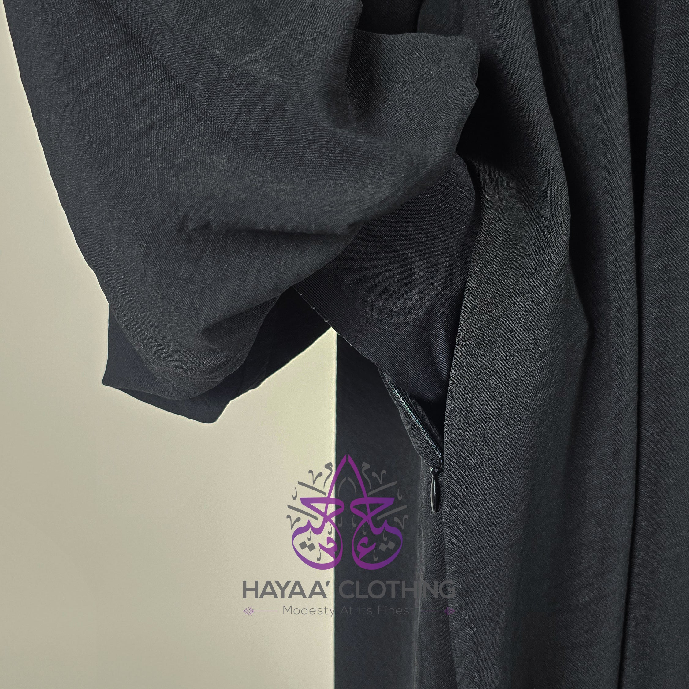 Balloon Sleeve Abaya - Black - Image 4
